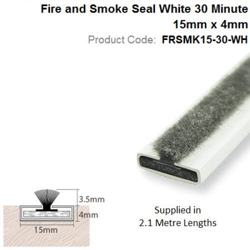 Intumescent Strip 15mm x 4mm Fire + Smoke 2.1m White FRSMK15-30-WH