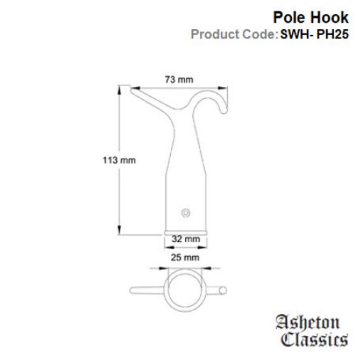 Pole Hook Polished Brass