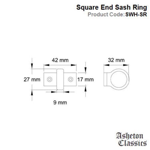 Square End Sash Ring Polished Brass
