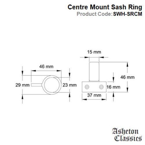 Centre-Mount Sash Ring Polished Brass